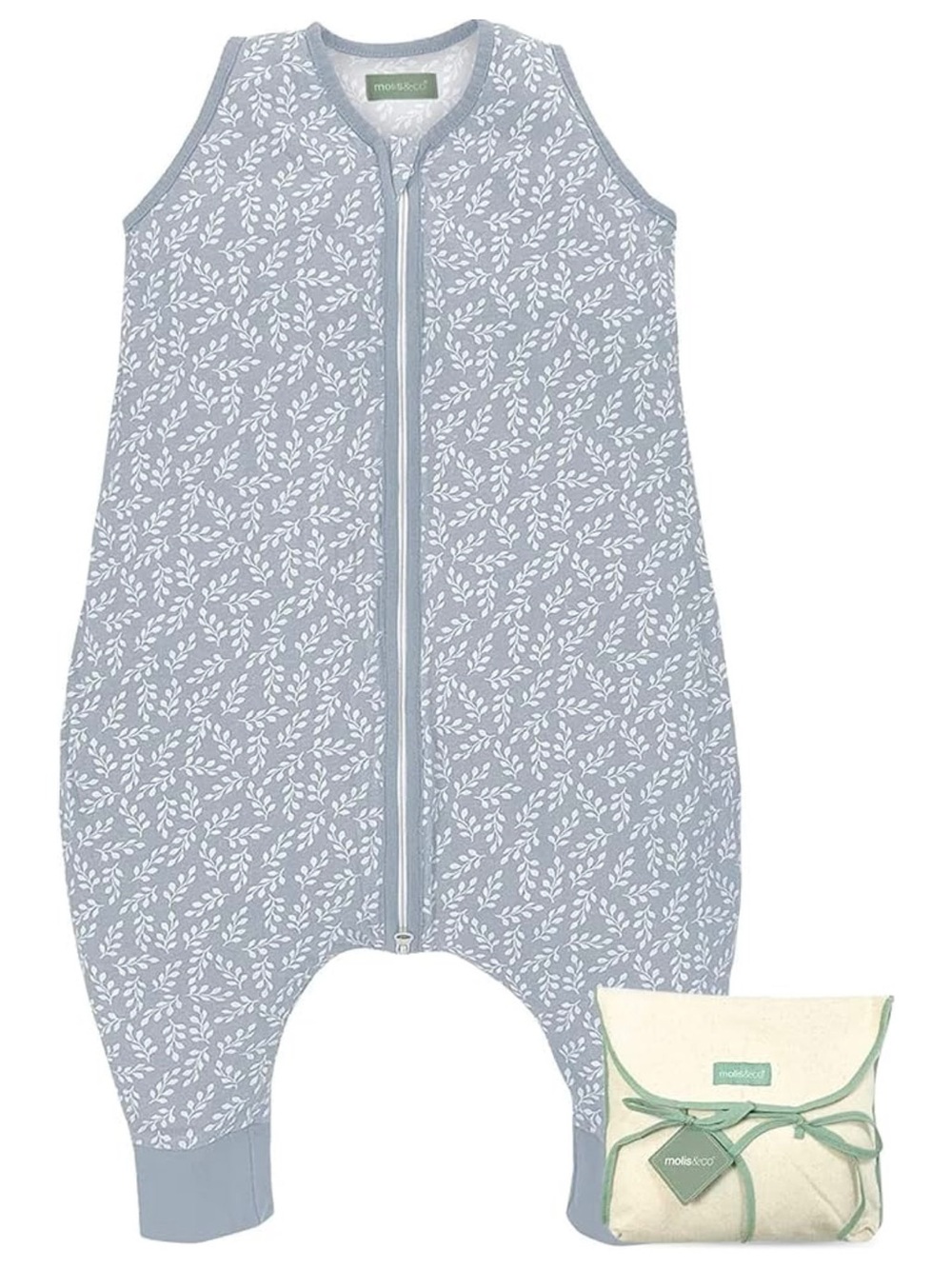 molis & co Zip-Up Sleeveless Wearable Blanket Sleepsack with Feet sz 18-24M Gray